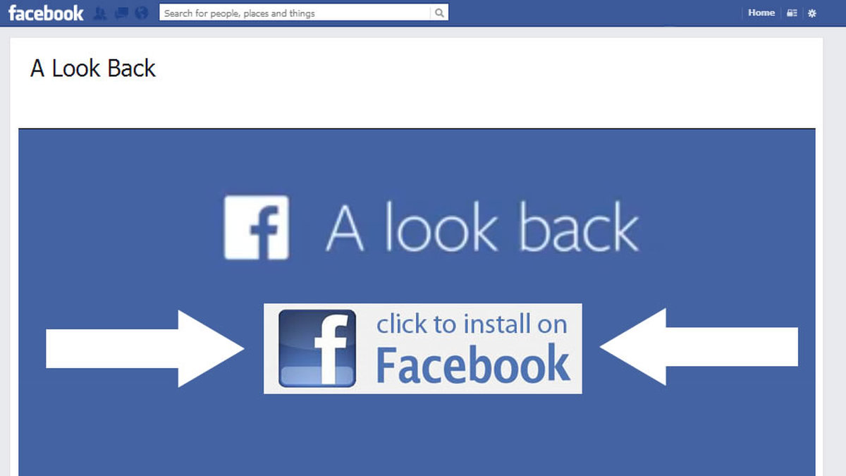 Cyber Warzones exempel på hur ett Facebookvirus kan se ut.